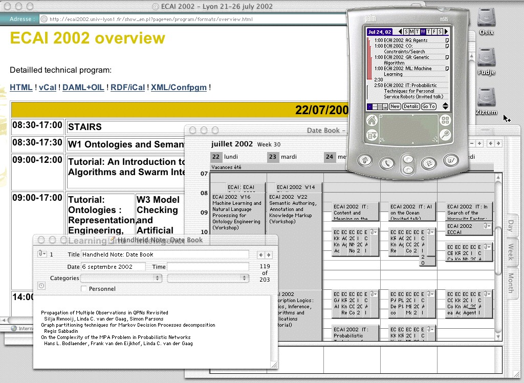  Program in web browser, Palm
desktop and Palm emulator 